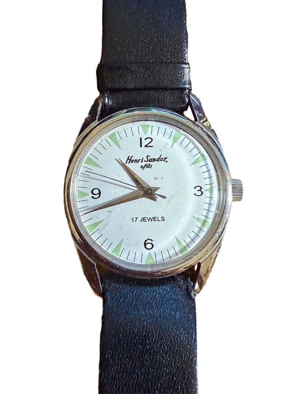 Henri Sandoz & Fils 17 Jewels Swiss Manual Wind Men's Watch White Dial